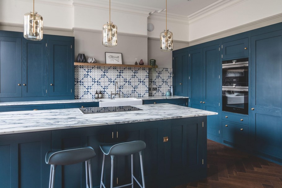 Кухня в стиле шейкер голубой