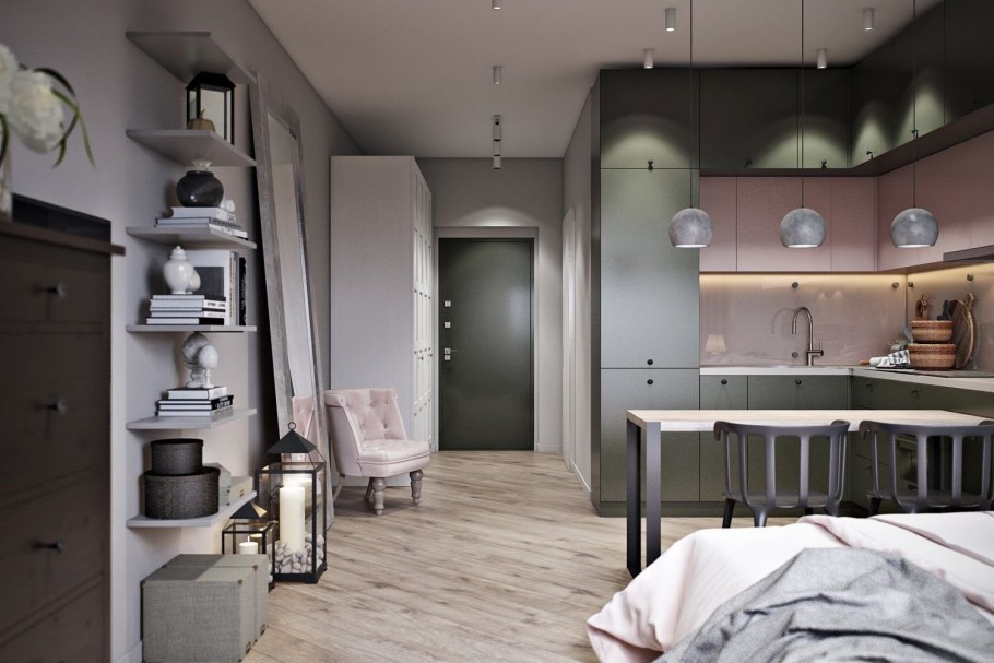 Интерьер квартиры студия 30 кв.м планировка