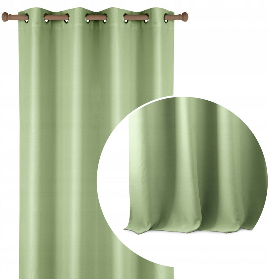 Зеленые шторы на люверсах