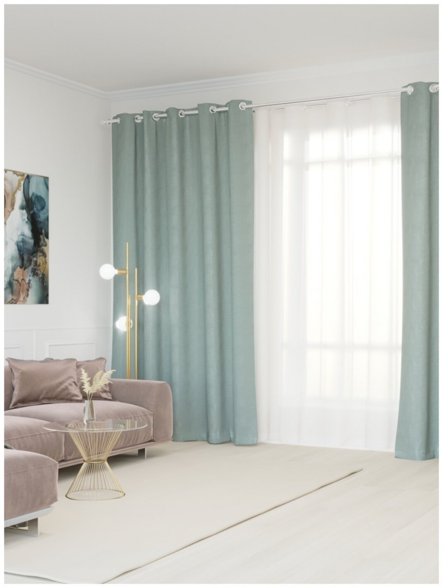 Шторы кофейно-мятная полоска