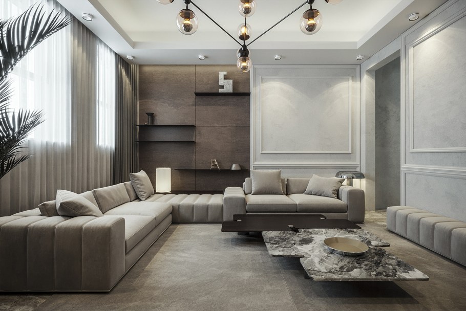 Телестена в гостиной в современном стиле фото и цены в Москве