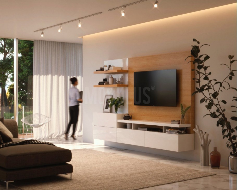 Стенка с телевизором в гостиной