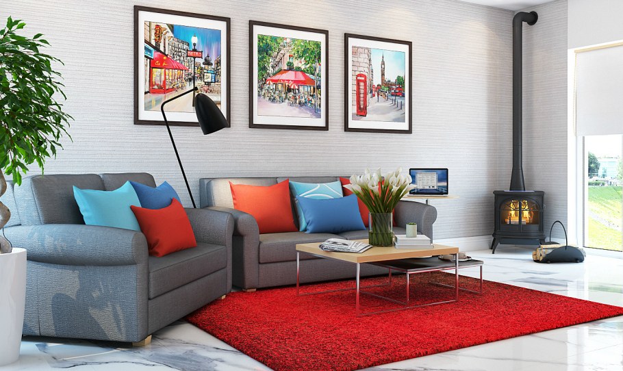 Красный ковер в интерьере