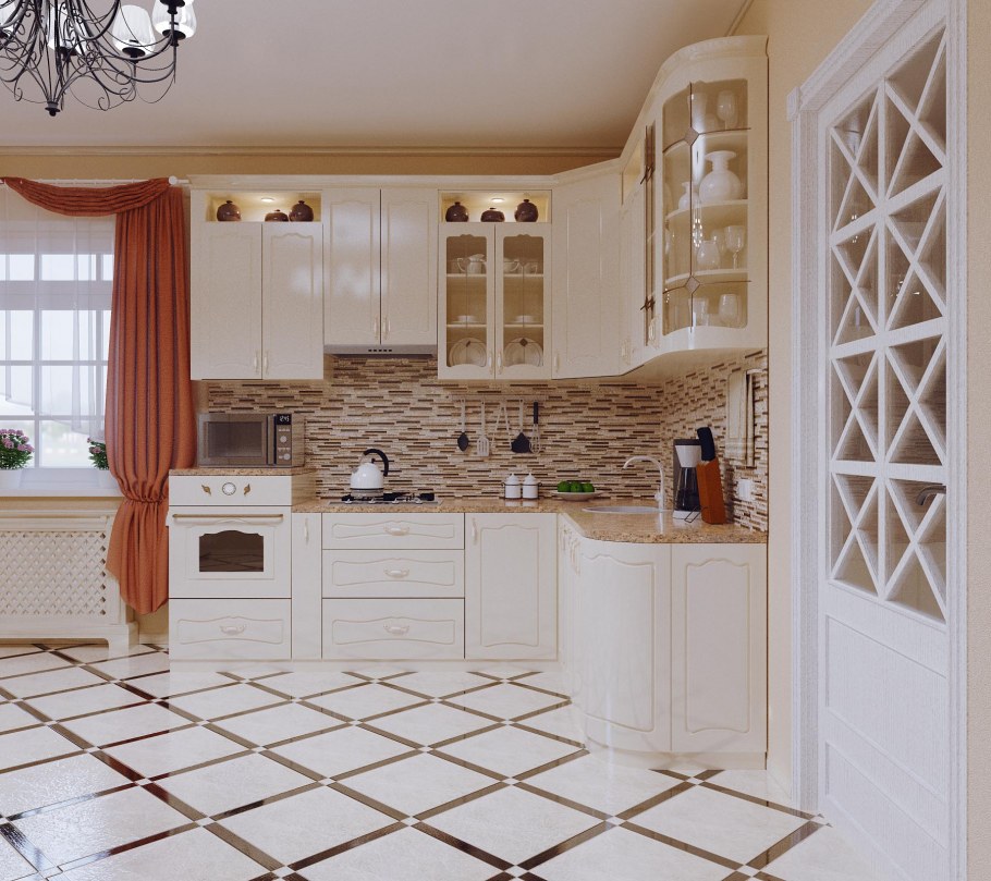 Белая кухня в средиземноморском стиле