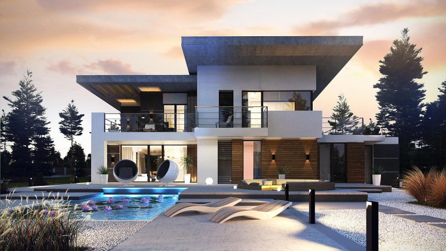 Современный дом с плоской крышей