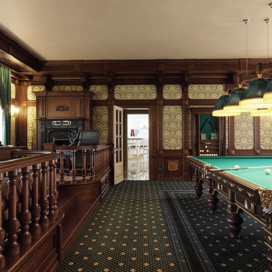 Отделка бильярдной комнаты