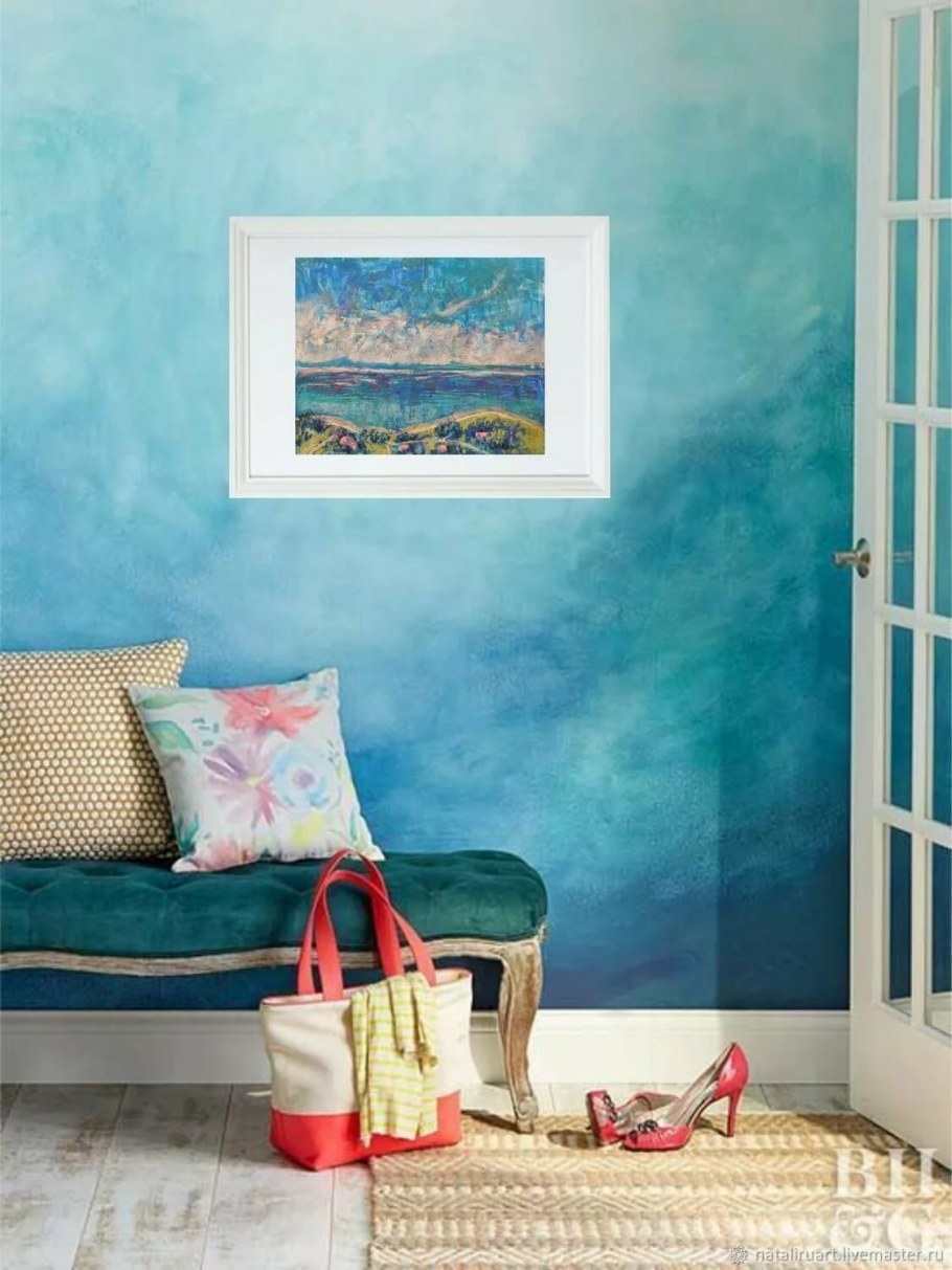 Венецианская штукатурка голубая с серебром