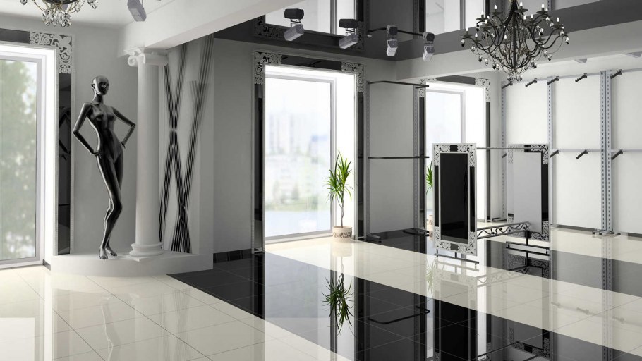 Черный глянцевый пол