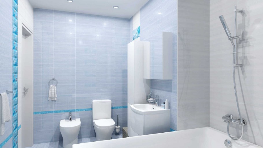 Бело голубая ванная