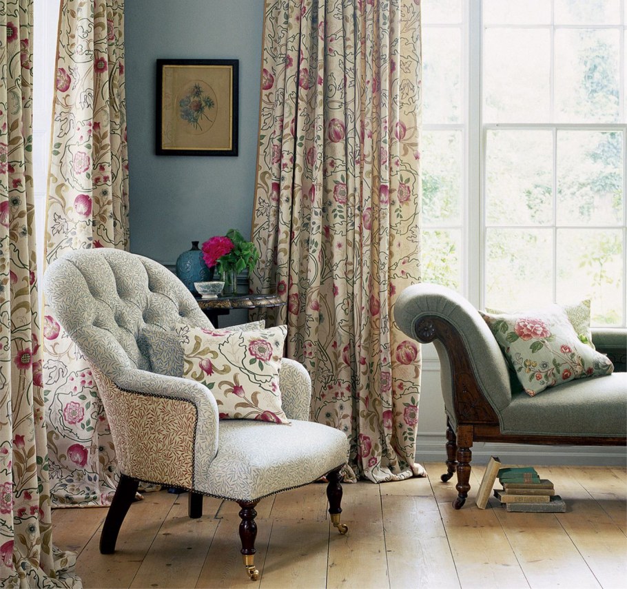 Цветочные шторы в интерьере