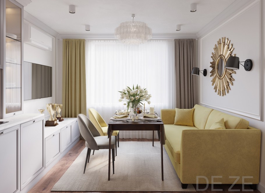 Гостиная с обеденным столом