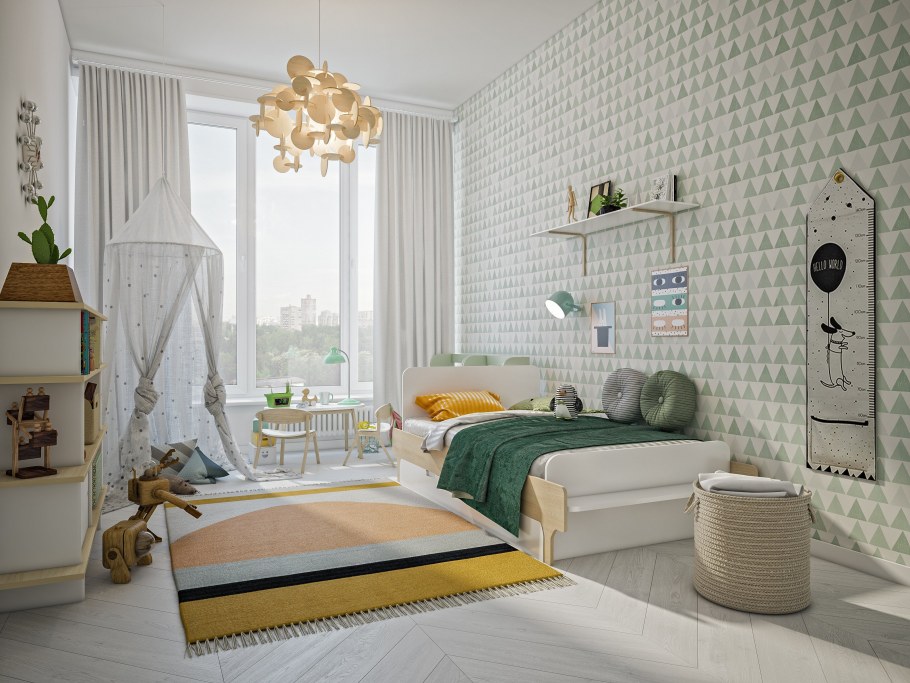 Детские комнаты в стиле Сканди