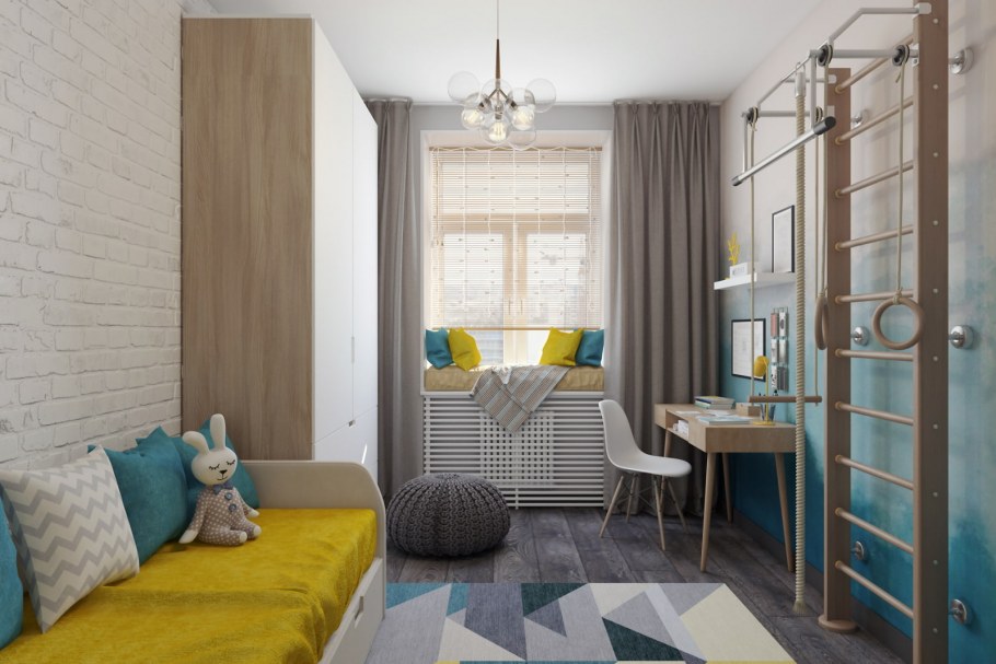 Однотонные стены в детской