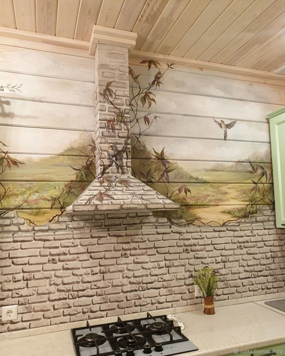 Орнамент на стене кухни