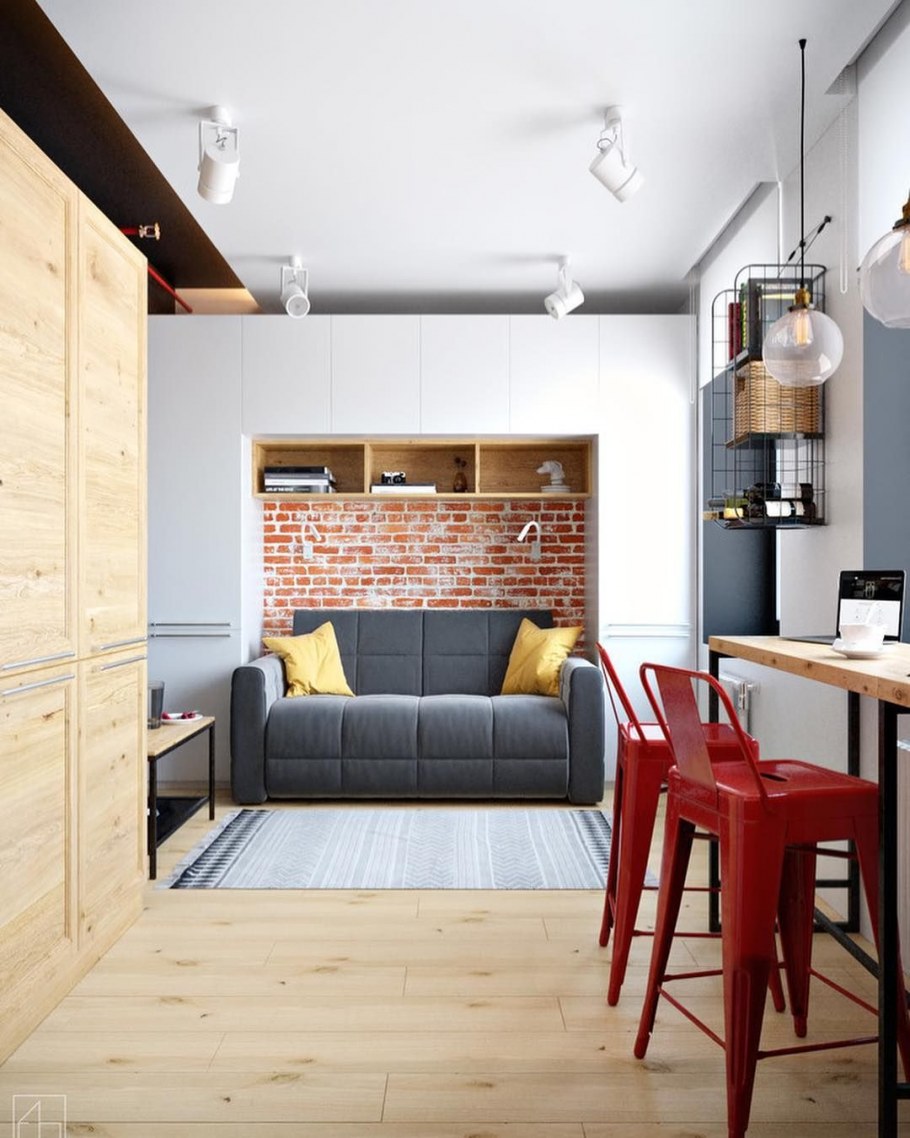 Кухня гостинная 20кв м лофт