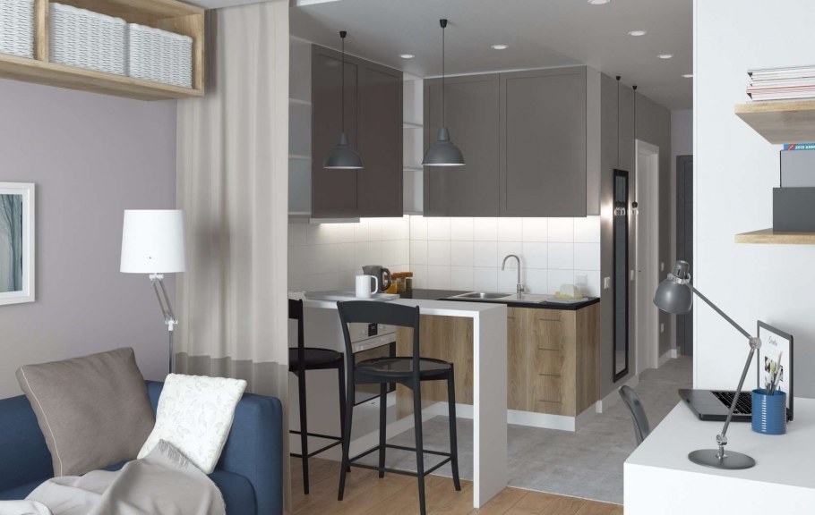 Интерьер квартиры студии 27кв