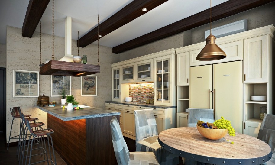 Фальшбалки в интерьере Шале