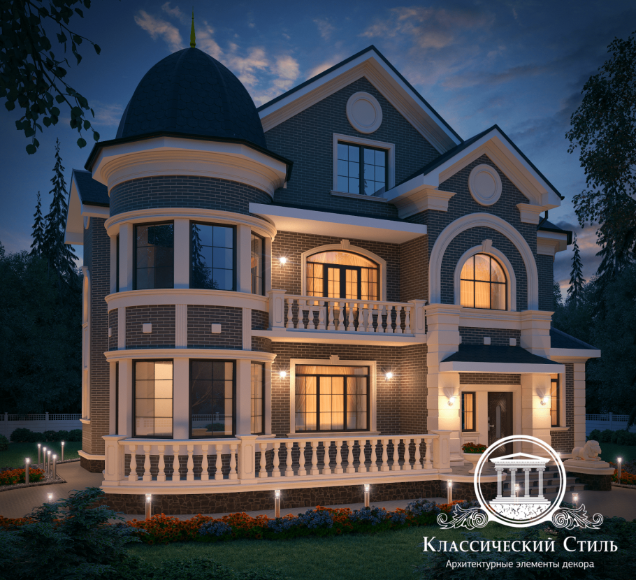 Трехэтажный загородный дом