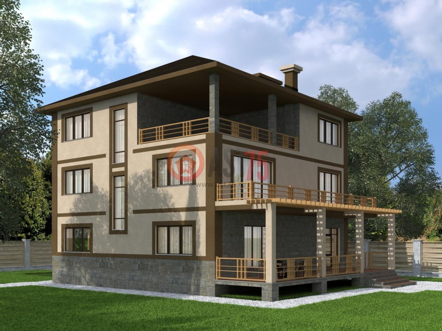 Проект трехэтажного коттеджа