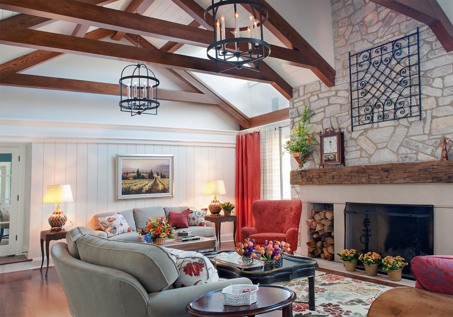 Крафтсман стиль загородный дом интерьеры