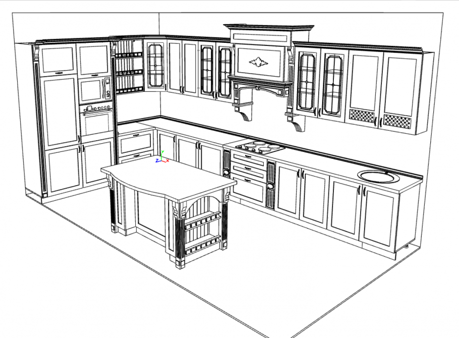 Нарисовать интерьер кухни