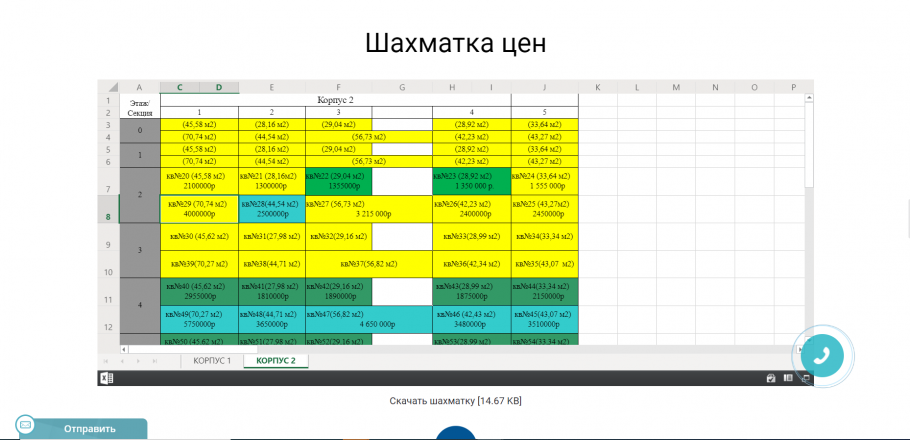 Шахматка в excel