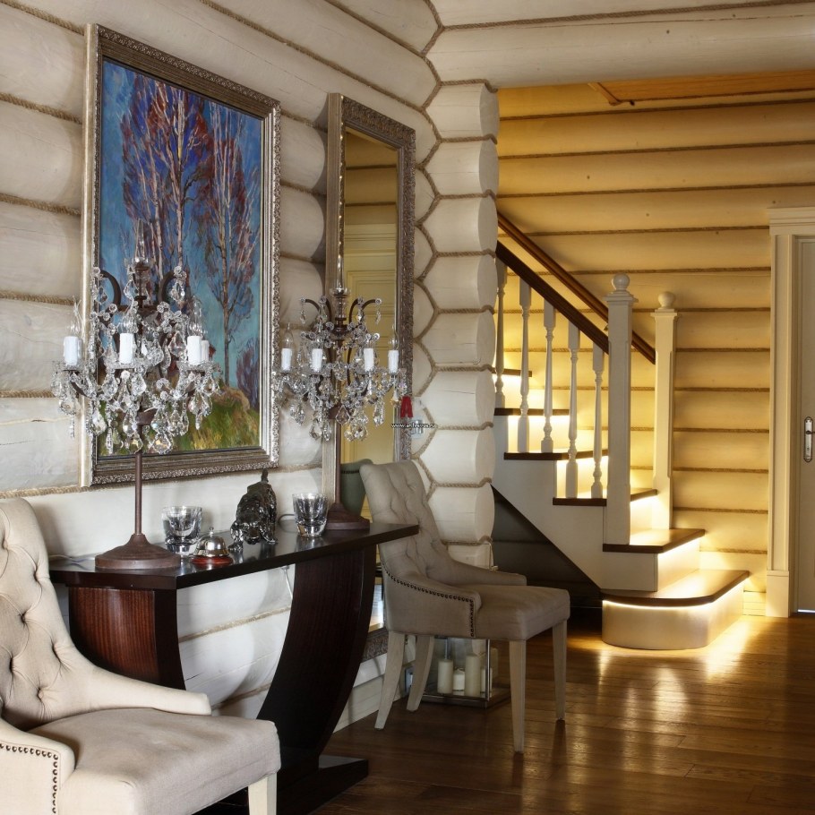 Бревенчатый дом в современном стиле