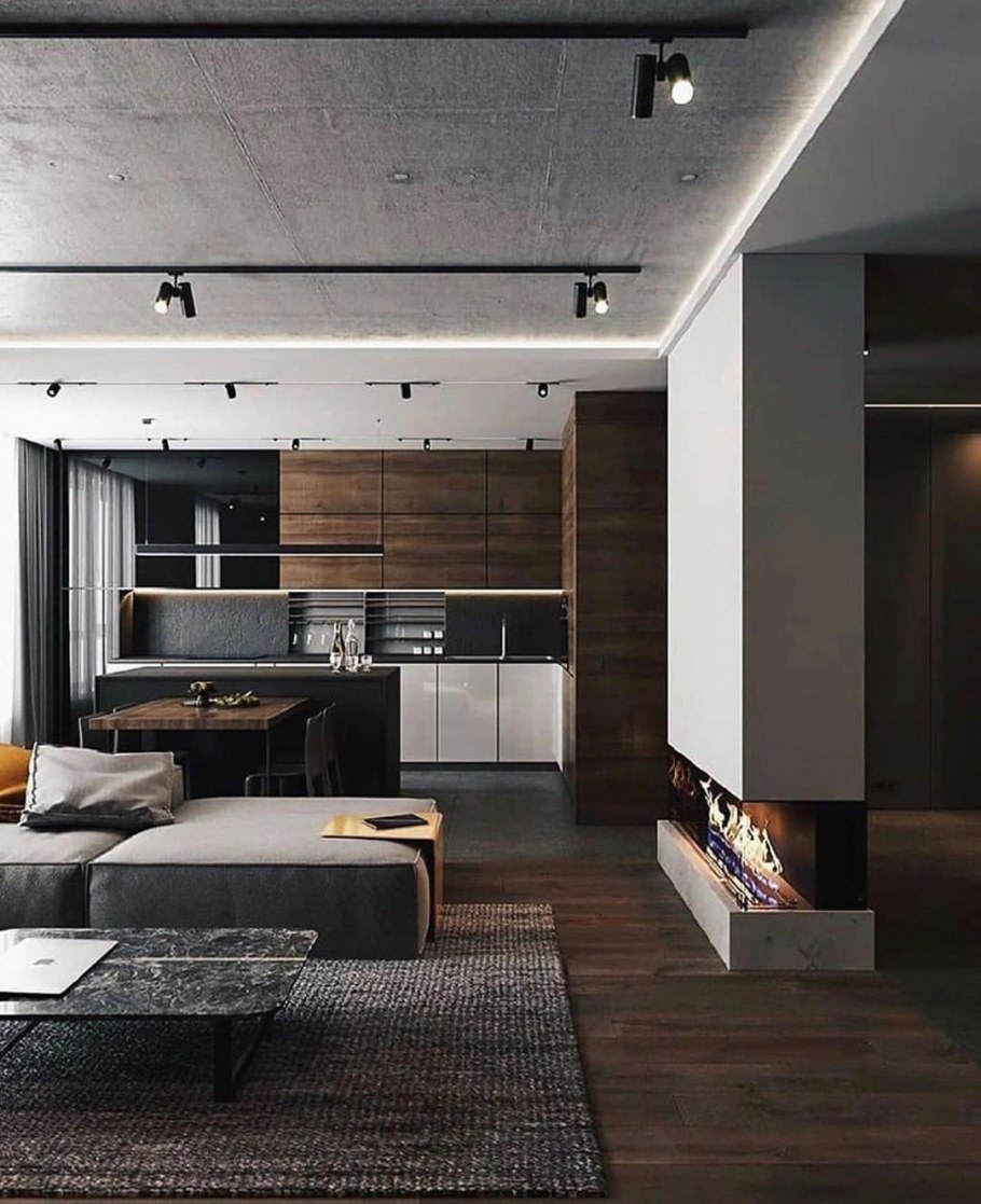 Интерьер студии лофт 30кв