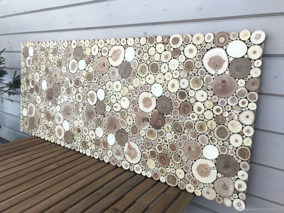 Стеновая панель панно из деревянных элементов