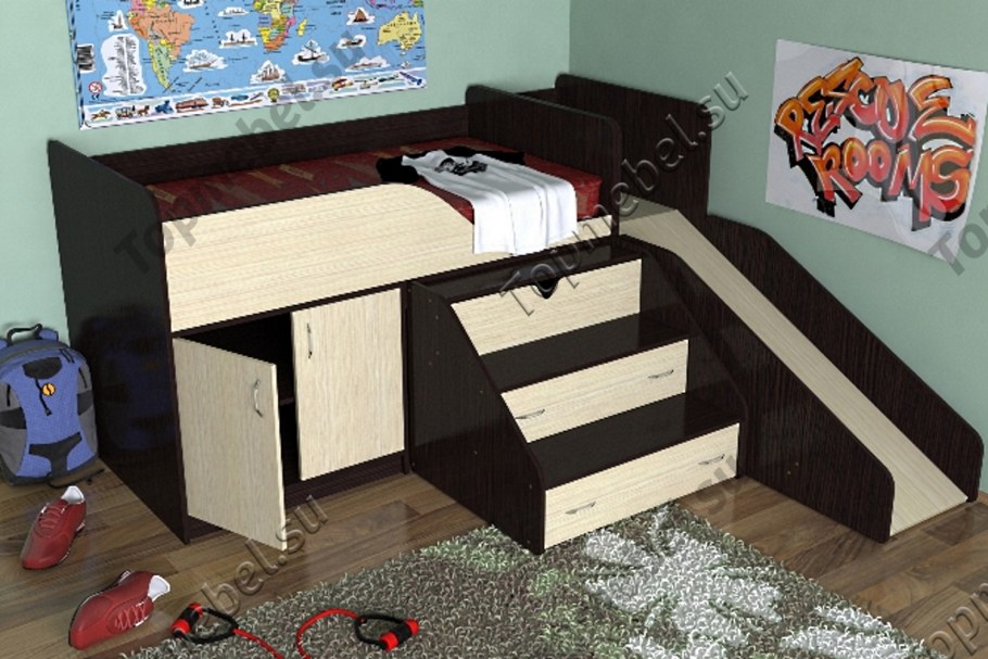 Кровать чердак СЛАВМЕБЕЛЬ Кузя-3