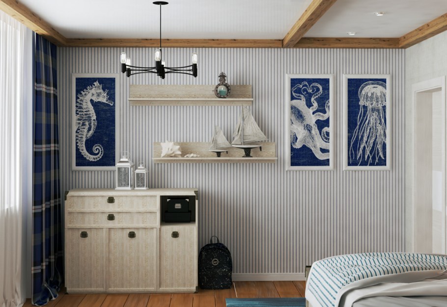 Морской стиль в интерьере студ