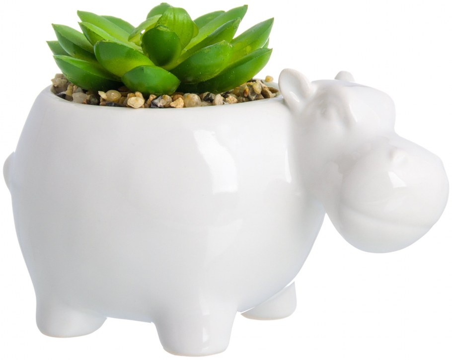 Кашпо-Бегемотик elan Gallery "белое" 12,5х8х9 см