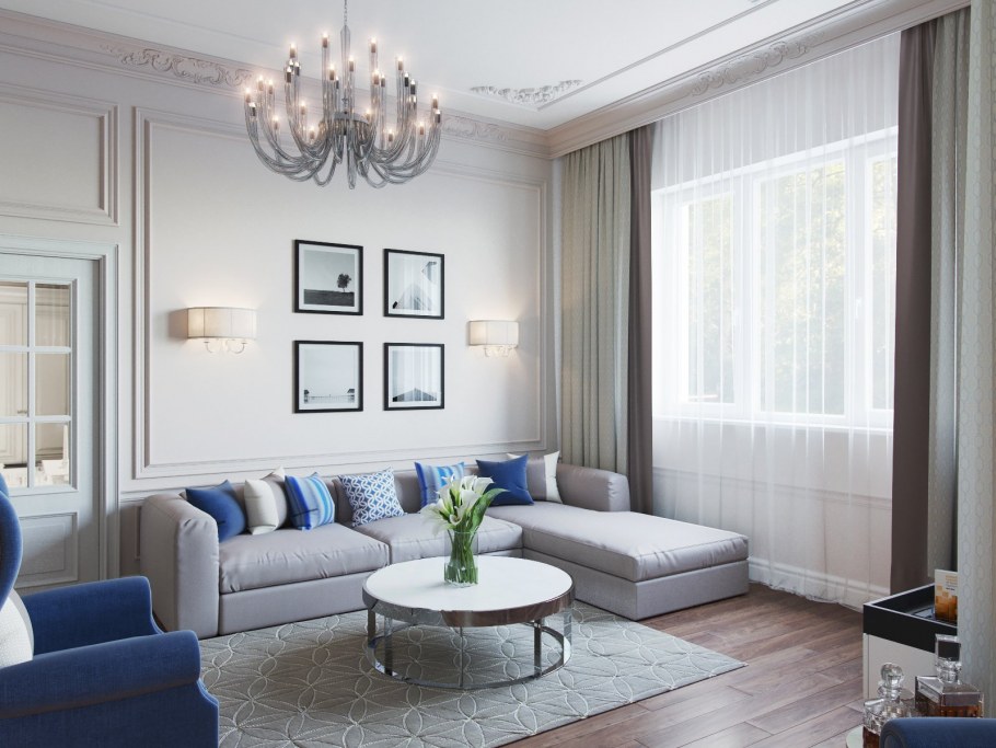 Гостиная голубая Неоклассика