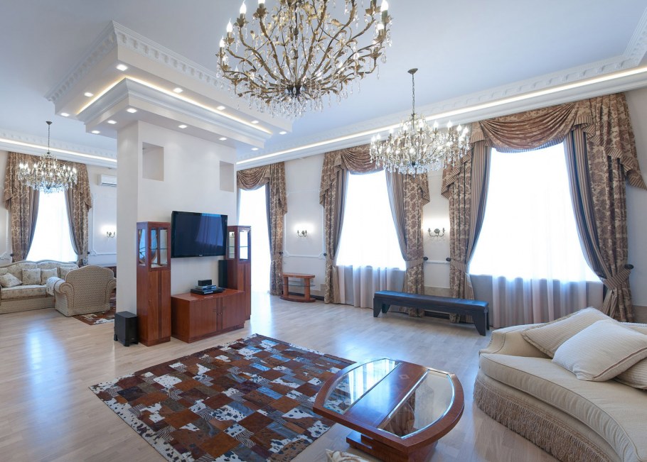 Подвесной потолок в гостиной