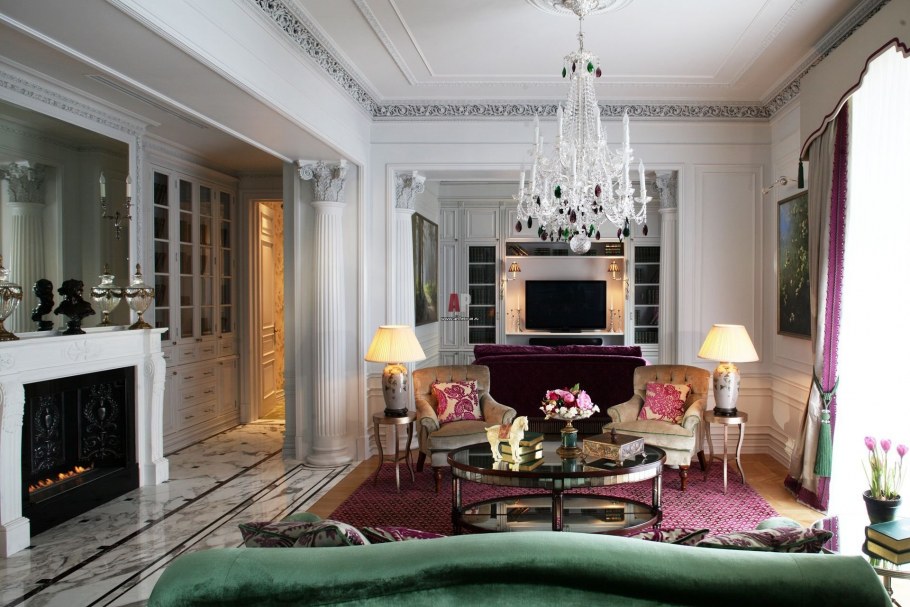 Камины в гостиной в стиле Неоклассика