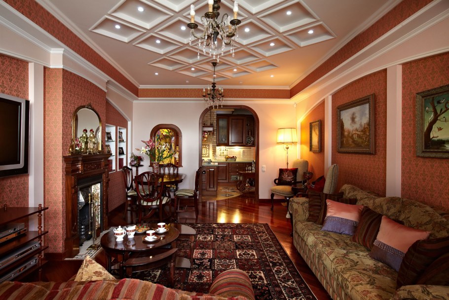 Витражи для гостиной в классическом стиле