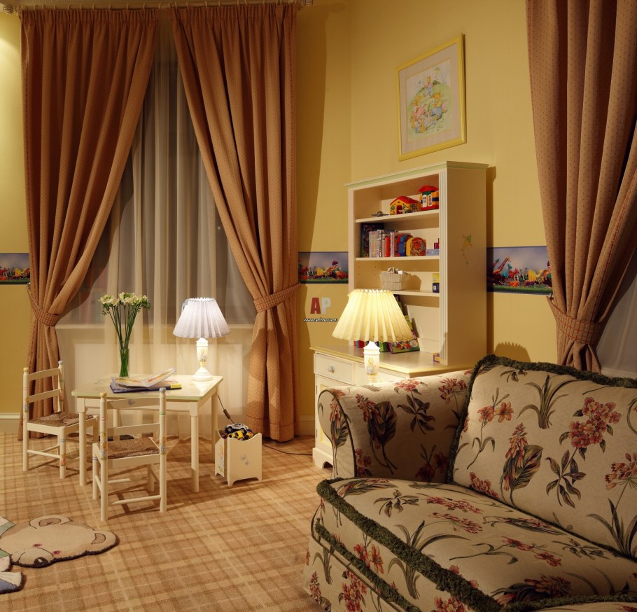 Цвет штор к желтым стенам