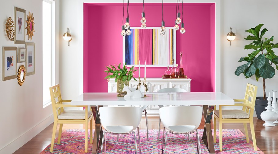Pink Dining Room Accent Wall