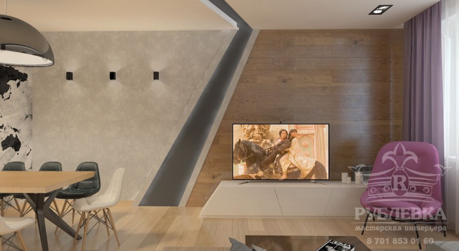 Декоративная штукатурка с ламинатом