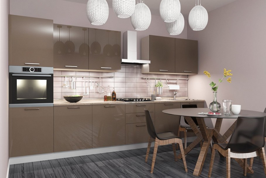 Серо коричневая кухня