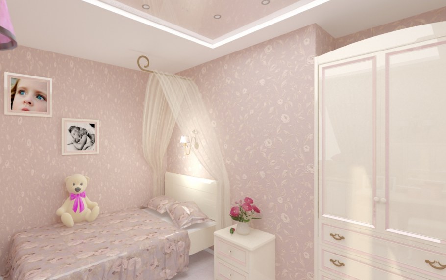 Детская в розово серых тонах