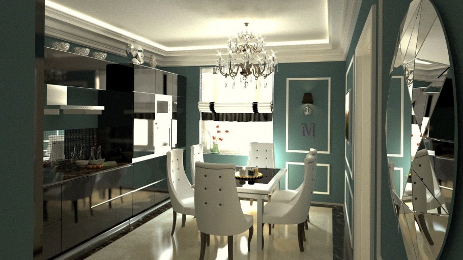 Кухня в стиле арт деко зеленая