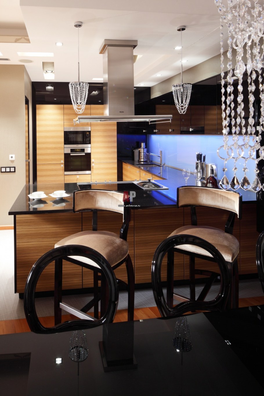 Кухня зебрано арт деко