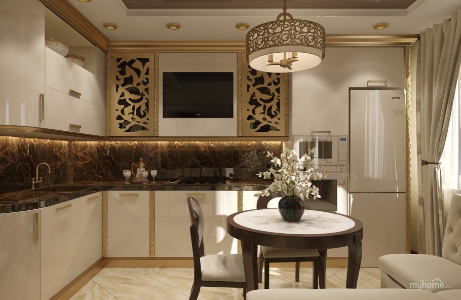 Угловая кухня в стиле арт деко