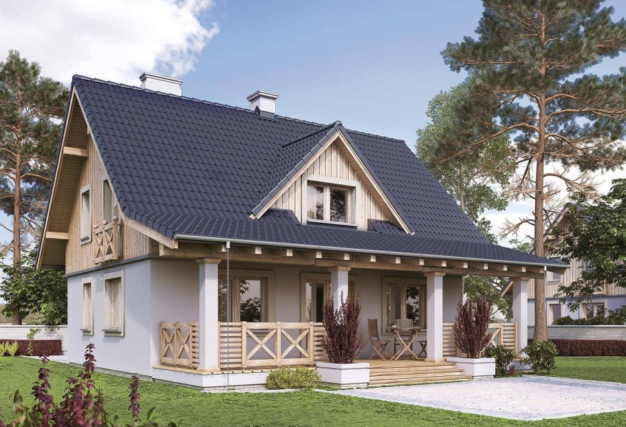 Дом с мансардой и террасой 120кв