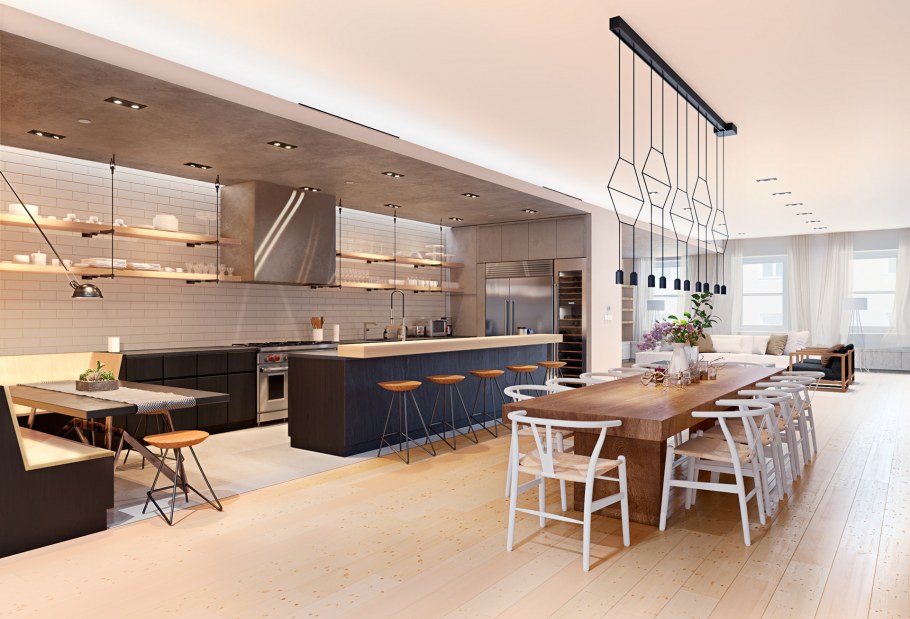 Кухня современная для большой семьи