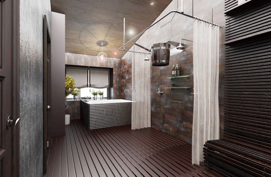 Моечная в бане в современном стиле