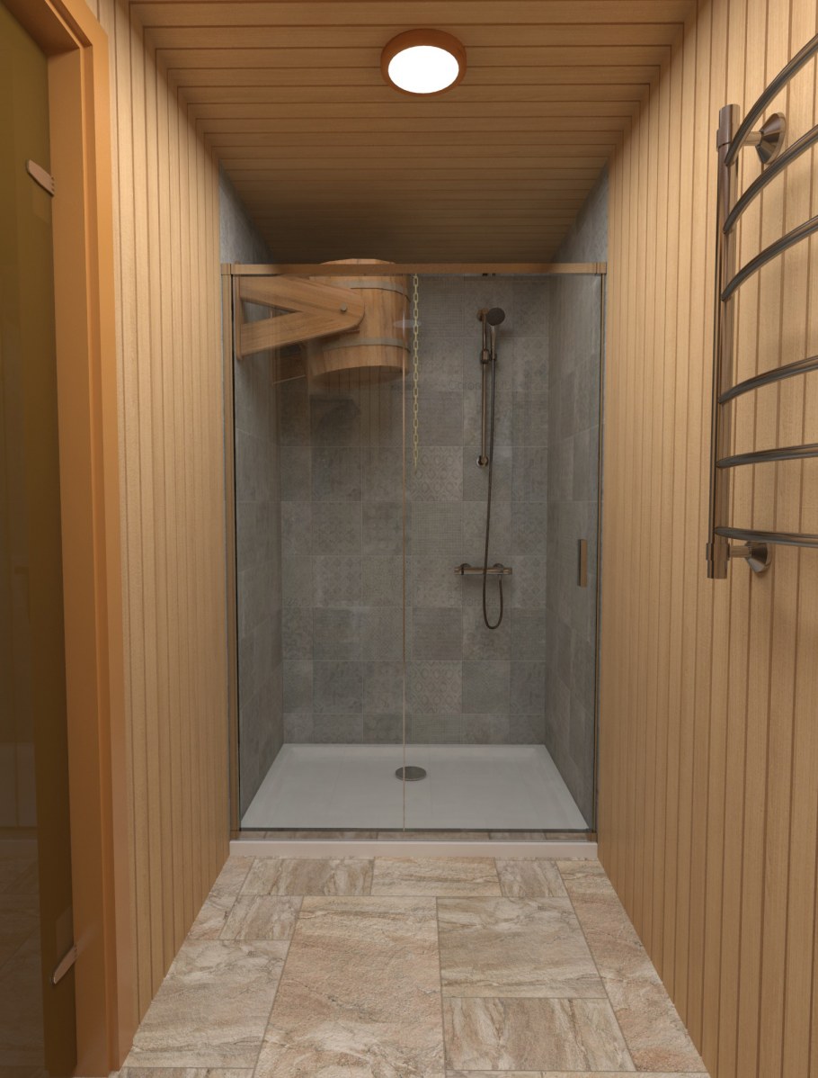 Отделка душевой в сауне