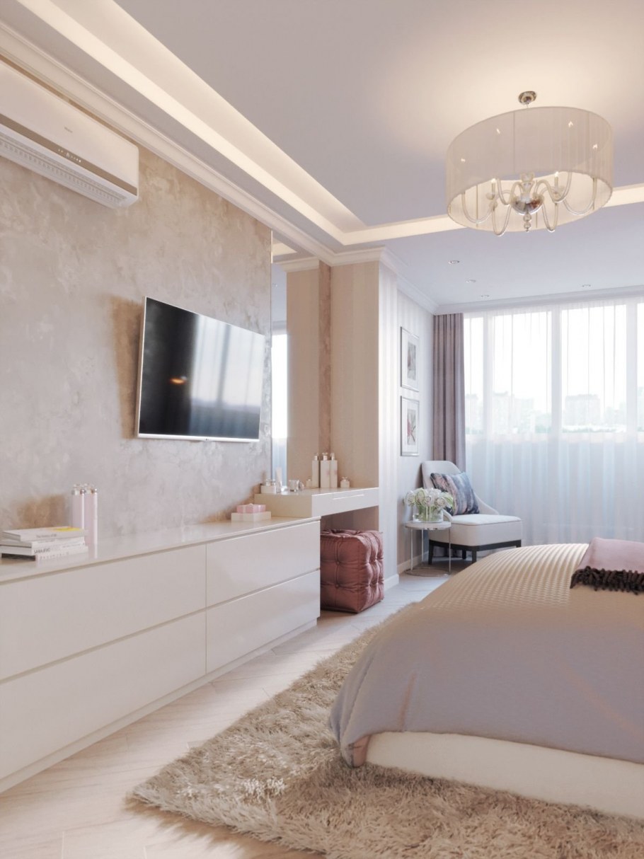 Спальня в светлых тонах