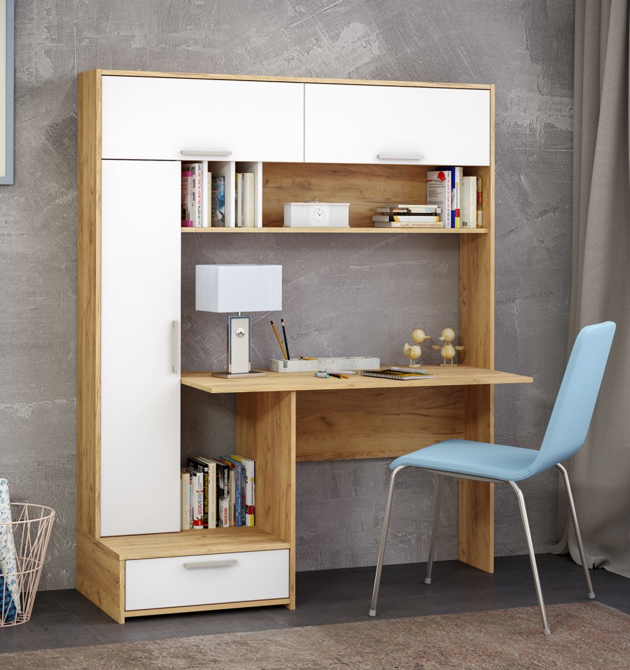 Стол письменный Моби Лайт 03.243 дуб золотой/ белый